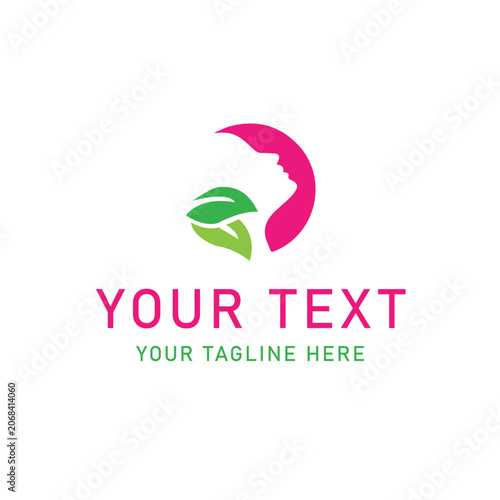 Customizable pink and green leaf logo template, vector branding icon, business emblem, company symbol