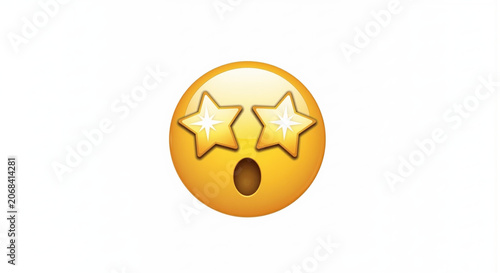 Shining star eyes emoji with starry gaze and open mouth expression representing excitement and admiration on digital communication platforms.