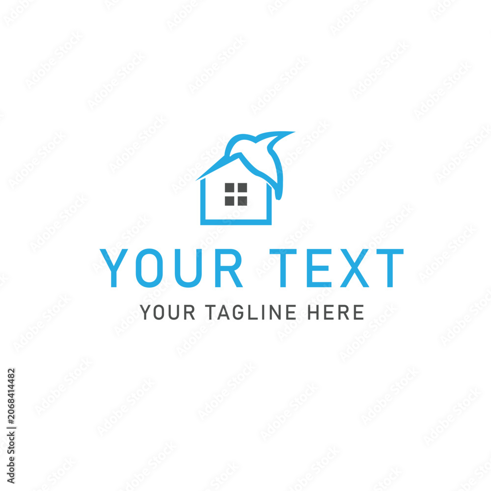Fototapeta premium Customizable house logo, real estate icon, blue vector graphic, home symbol