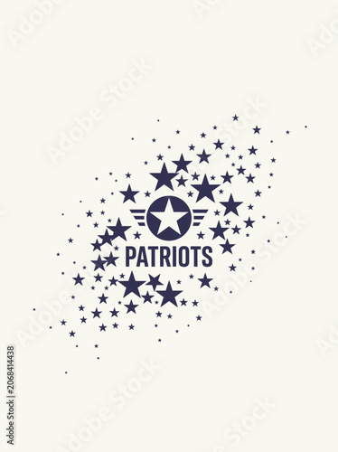 Patriots Logo Design with Stars and Text.