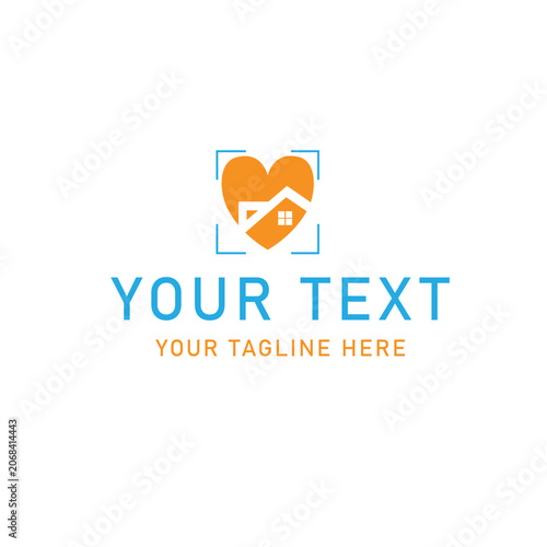 Customizable real estate logo, heart house icon, vector template