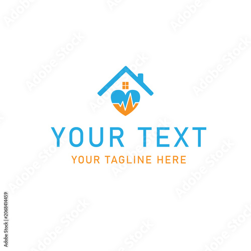 Customizable house logo, real estate icon, blue and orange vector, home symbol