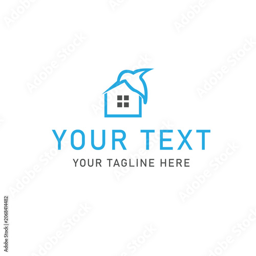Customizable house logo, real estate icon, blue vector graphic, home symbol