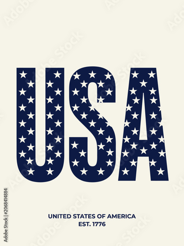 Stylized USA Text with Stars and Stripes Design.