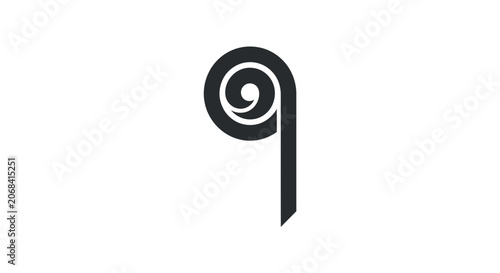 Modern abstract spiral icon with letter p