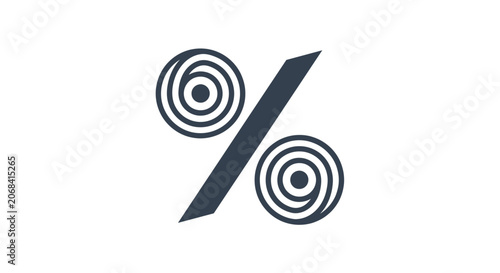 Modern percentage sign with concentric circles icon