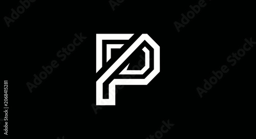 Modern stylized letter p icon in white
