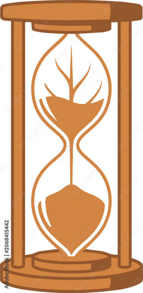 Fototapeta premium Hourglass with Leaf Inside Symbolizing Time and Nature.