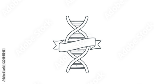 DNA Double Helix with Ribbon Banner.