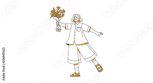 Chef Holding Bouquet of Fresh Herbs.