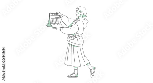 Woman Carrying Basket on Arm Walking.