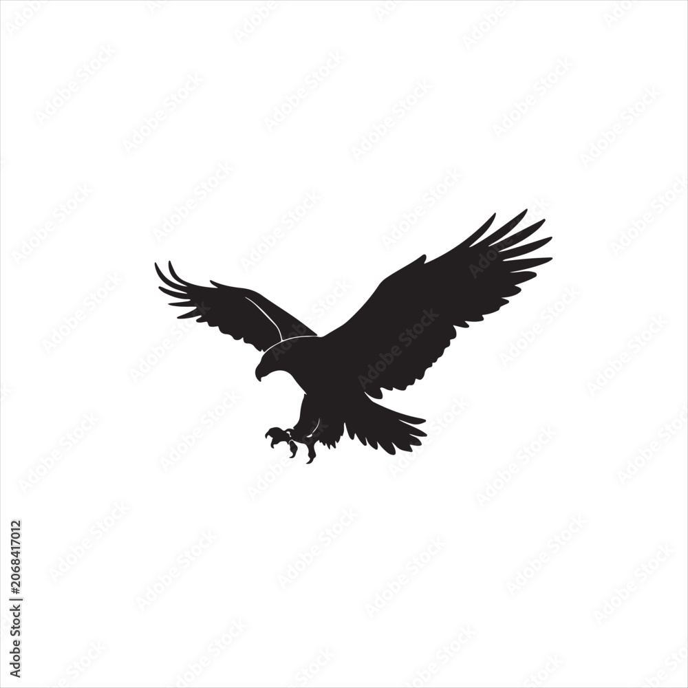 Fototapeta premium Flying Eagle Silhouette Vector Illustration Isolated on White Background