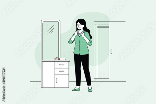Girl in Front of Mirror Work Prep