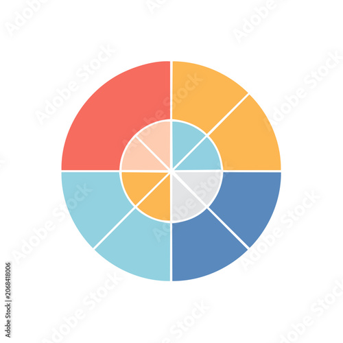 Colorful donut chart with seven segments