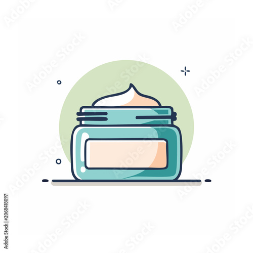 Flat design cream jar icon with transparent background