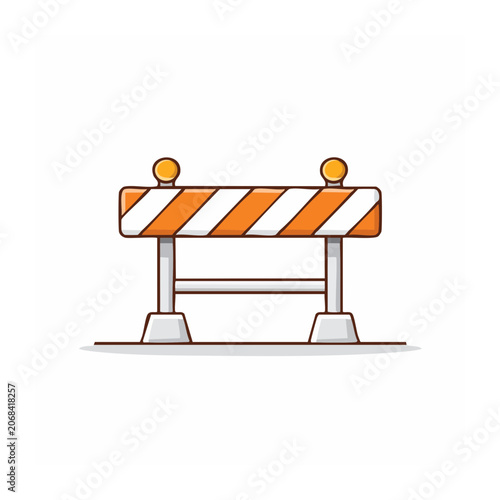 Orange and white construction barrier illustration