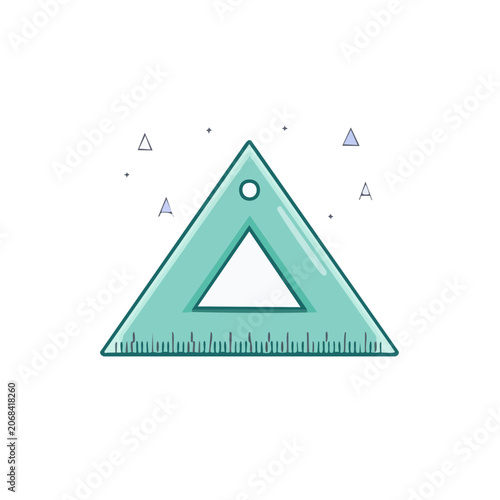 Set Square Ruler with Triangle and Geometry Symbols