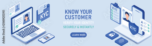 Digital KYC Verification Process with Technology Devices and Secure Identity Authentication Concept