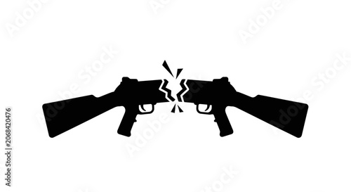 Konstfotografi Rifles broken in the center serve as a powerful visual metaphor for the cessation of hostilities, the pursuit of global peace, and the symbolic rejection of armed conflict in modern society