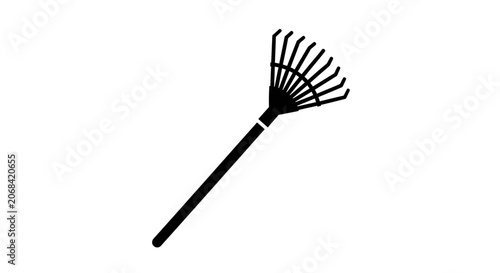Fotografie Rake icon shows a garden tool with long tines, signifying yard maintenance, landscaping work, and seasonal outdoor chores