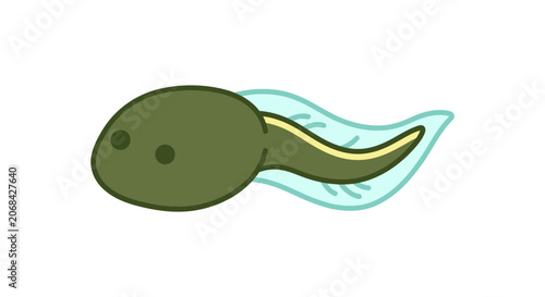 Bild auf Leinwand Cute cartoon tadpole swimming in clear water, simple illustration