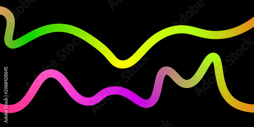 Vibrant Neon Wave Flow on Minimalist Black Backdrop