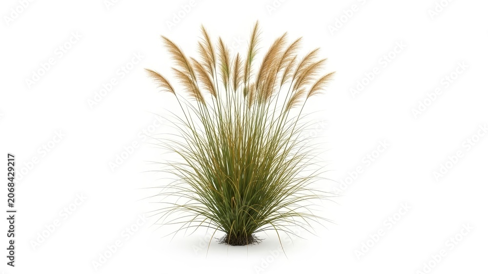 Fototapeta premium Pampas Grass Plant Isolated on White Background