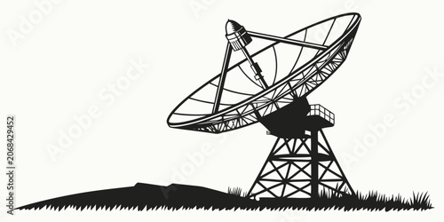 Konstfotografi Satellite dish antenna communication array graphic illustration with transmissio