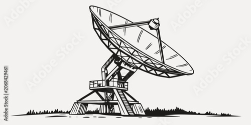 Photos Large satellite dish antenna communications array graphic with communication sys