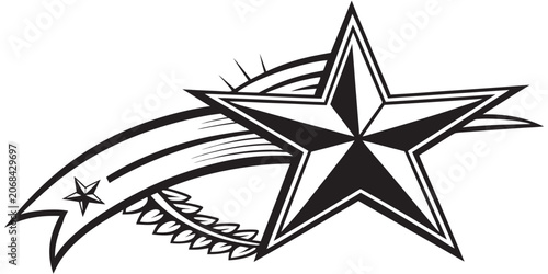 Valokuva Stylized star graphic with motion trail and wheat stalk illustration isolated si