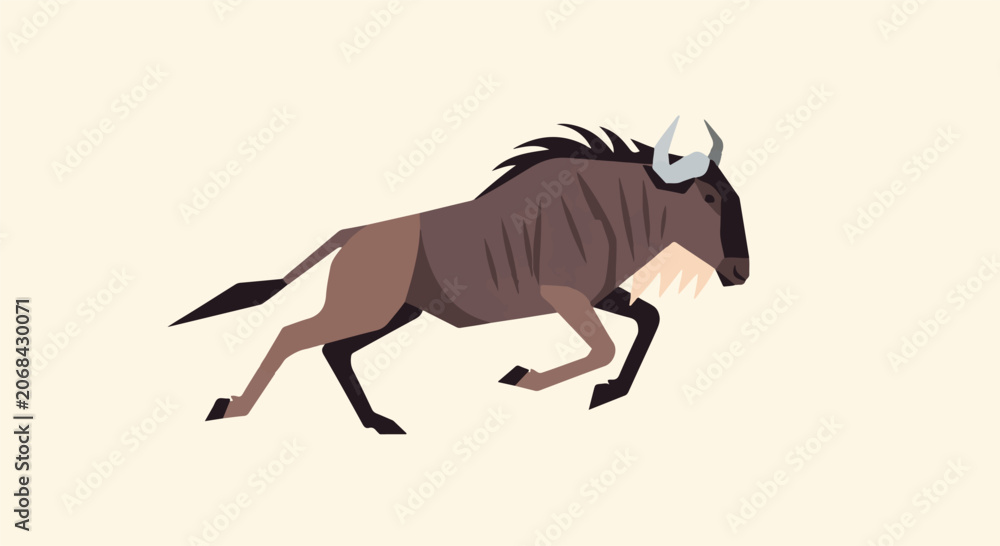 Fototapeta premium Aggressive Bison Running in Open Plain