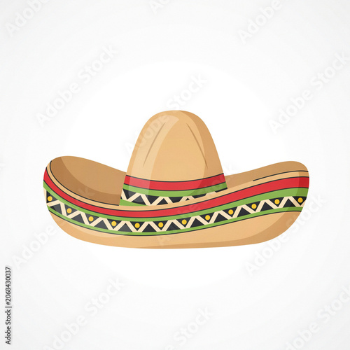 Festive Sombrero Hat with Colorful Band, Mexican Culture