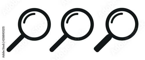Фотография Search Icon Set – Magnifying Glass, Loupe, Zoom, Find, Discovery & Search Tool V