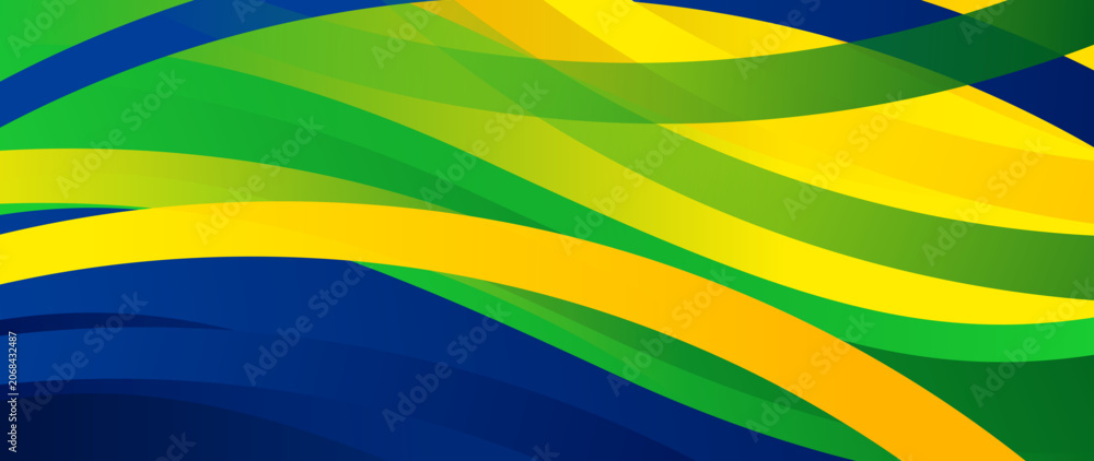 Fototapeta premium Abstract wave background with a Brazilian color theme