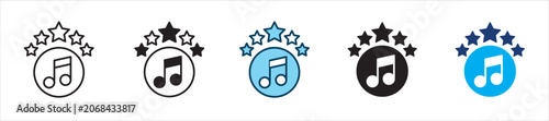 Принти на полотні Music content streaming with five stars rating icon set