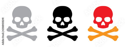 Schilderij op canvas Crossbones and skull death icon Set vector