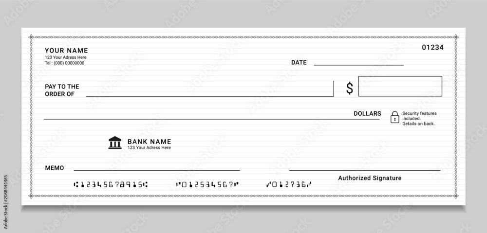 Αυτοκόλλητο Blank Bank Check Template