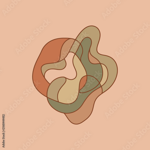 Abstract organic shapes layered in a soft earth tone palette