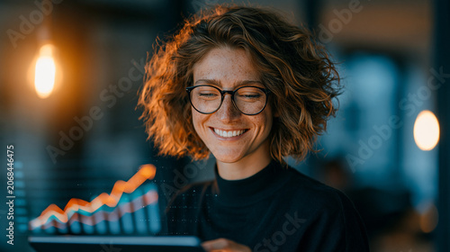 Businesswoman Analyzing Gro...