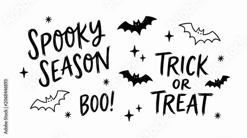 Photos Spooky bats fly around Halloween text with spooky season boo and trick or treat