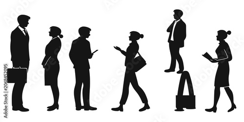 Business people silhouettes collection in professional attire standing and talking with business silhouettes professional colleagues communication corporate standing employees collaboration