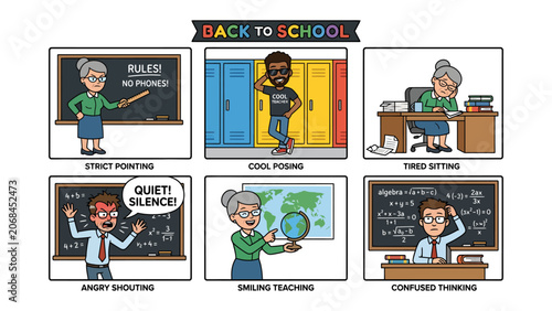 Canvastavla Back To School Emotions Collage: A colorful collage depicts various emotions and scenarios related to returning to school