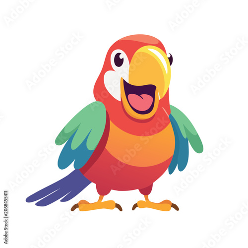 Colorful cartoon parrot vector illustration