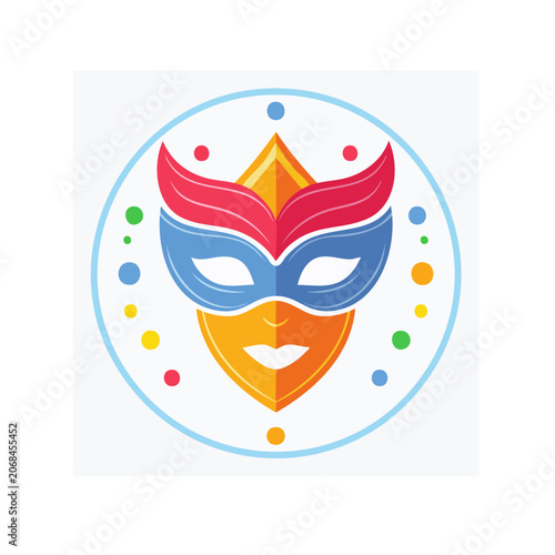 Colorful Masquerade Mask Icon with Dots