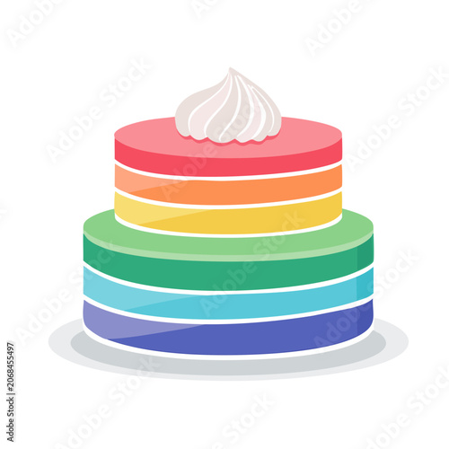 Colorful rainbow layered cake illustration