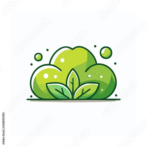 Green Bush Icon in Flat Design