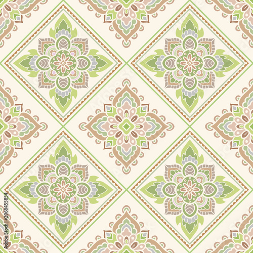 Schilderij op canvas Thai pattern Earthtone color vector illustration