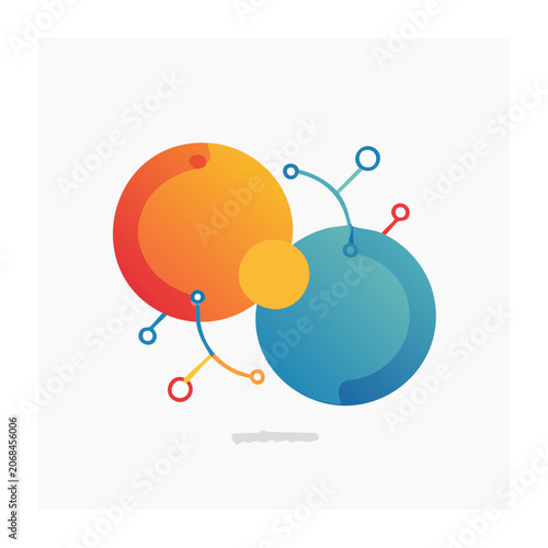 Abstract colorful spheres with connecting nodes