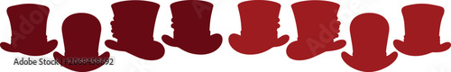 Photos Abstract red top hat and boot vector pattern, playful dark red graphic resource,