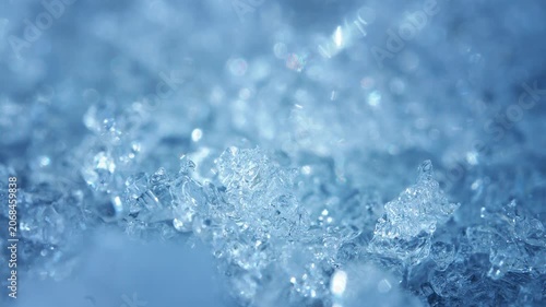 Sparkling Blue Ice Crystals Close Up Winter Background